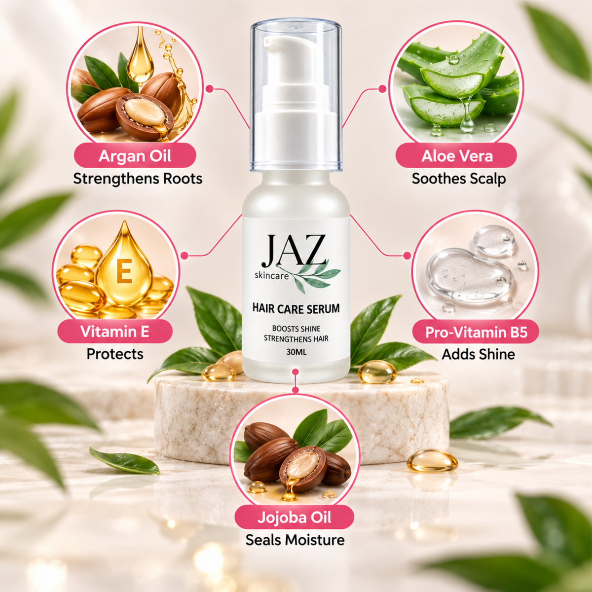 JAZ Hair Care Serum — Reduces Hair Fall, Shines & Strengthens Hair