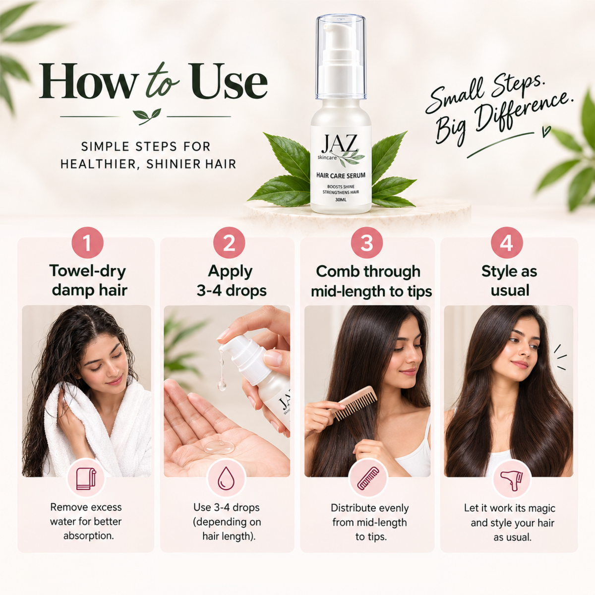 JAZ Hair Care Serum — Reduces Hair Fall, Shines & Strengthens Hair
